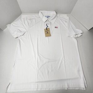 Chubbies Mens Performance Classic Polo Shirt Sz 2XL US Flag Short Sleeve Lt Gray